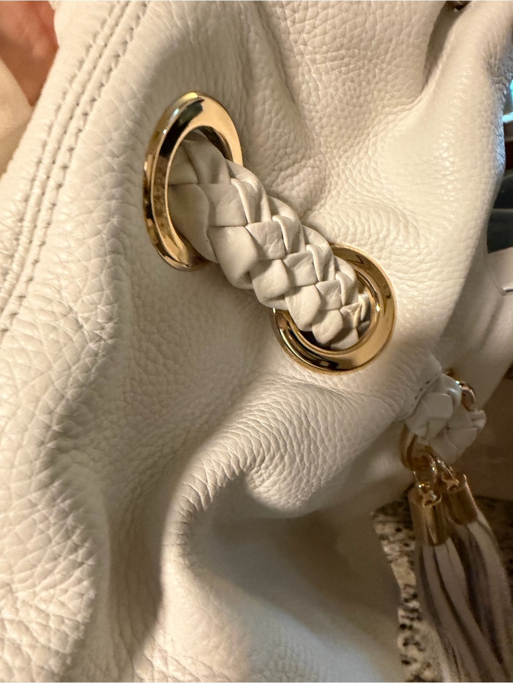 Michael Kors Braided Grommet Shoulder Bag with Tassel & Heart Charm Like New - Picture 6 of 8